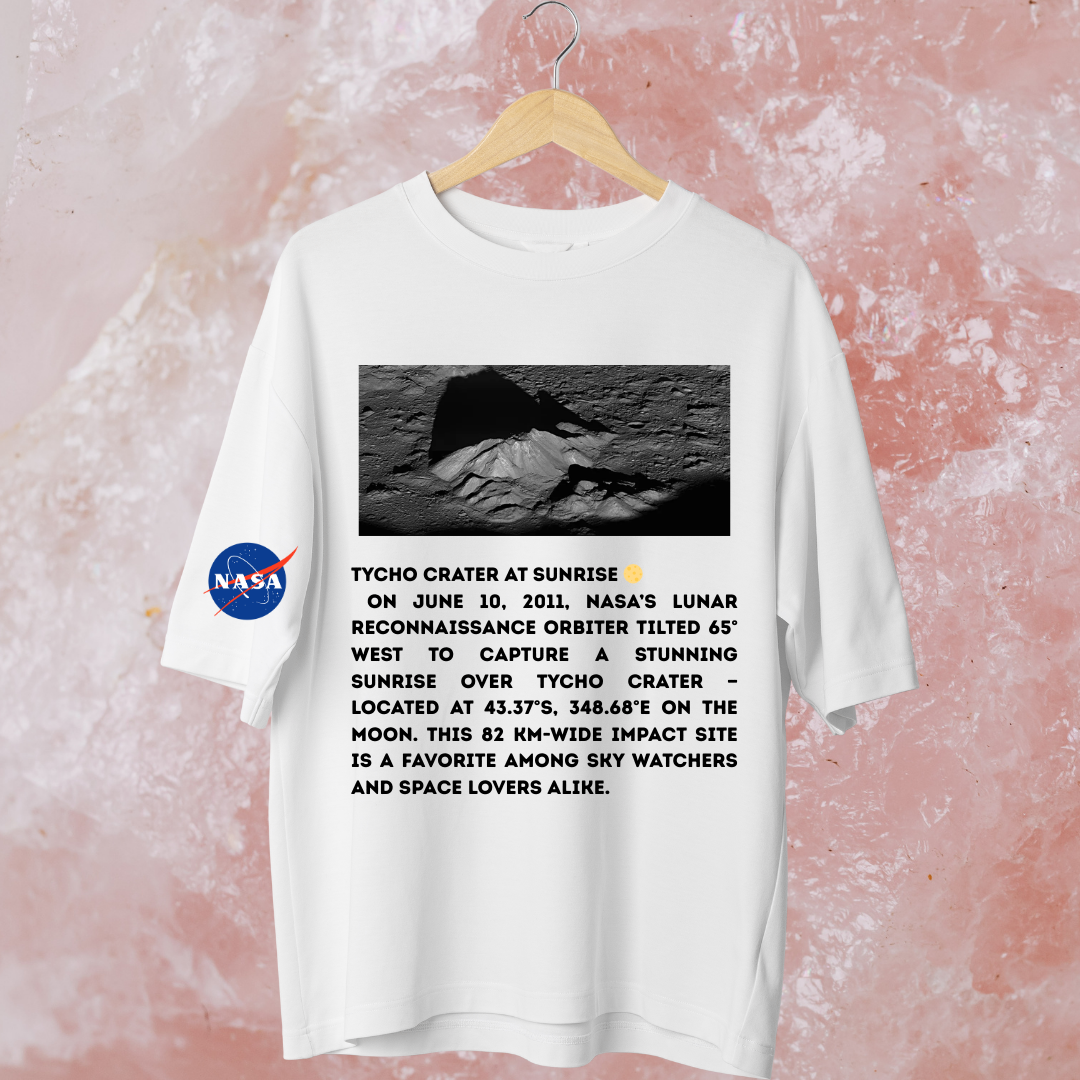 Oversized white cotton t-shirt with NASA graphic β ESROVERSE, free shipping included