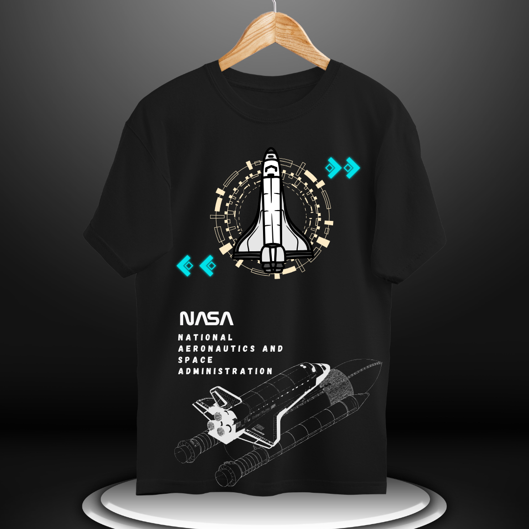 Oversized black cotton t-shirt with NASA graphic – ESROVERSE, free shipping included