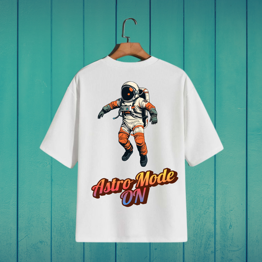 Oversized white cotton t-shirt with astomode graphic – ESROVERSE, free shipping included