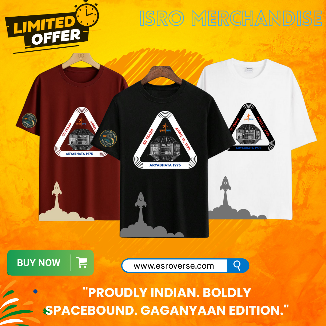 BLACK-WHITE-MAROON Oversized ISRO ARYABHATA SATELITE T-shirt by ESROVERSE – includes free shipping