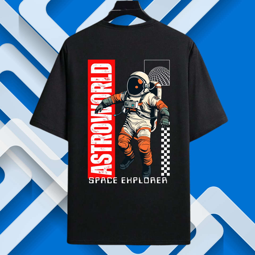 black color Astro world oversized t-shirt unisex astronaut t-shirt by ESROVERSE – includes free shipping