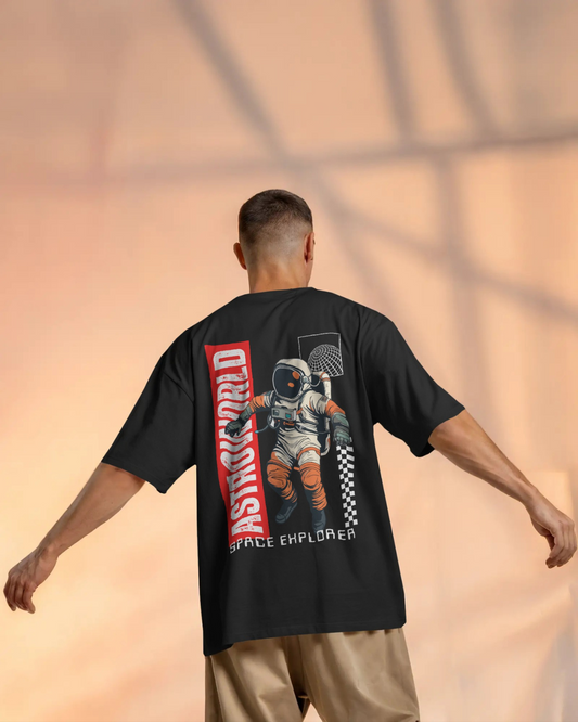 black color oversized t-shirt unisex astronaut t-shirt by ESROVERSE – includes free shipping