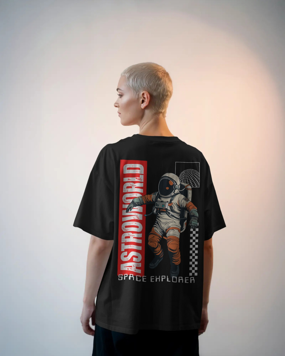 black color oversized t-shirt unisex astronaut t-shirt by ESROVERSE – includes free shipping