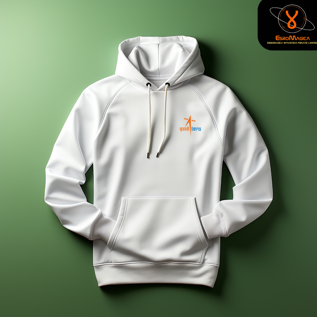 white hoddie , Sweatshirt with ISRO graphic β ESROVERSE, free shipping included