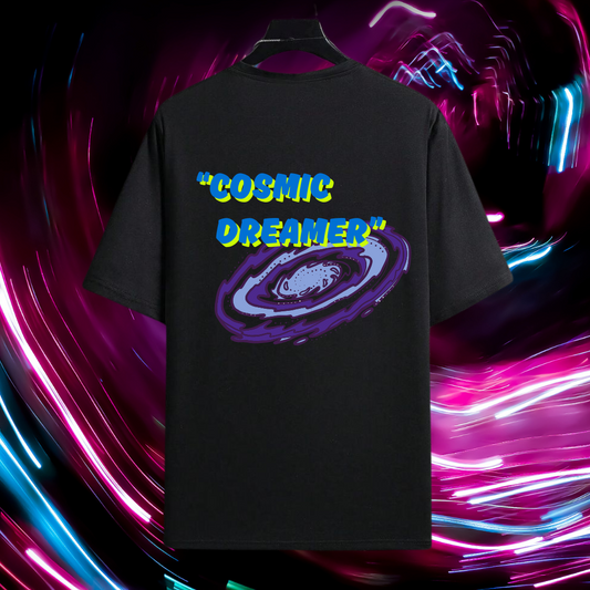 Oversized black cotton t-shirt with galaxy Edition graphic – ESROVERSE, free shipping included