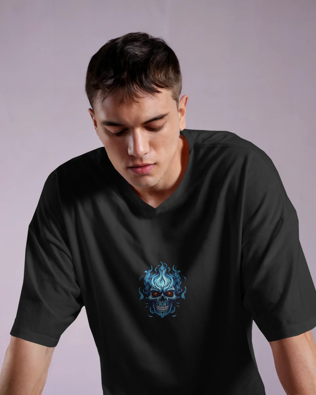 Black color skull space oversized astronaut t-shirt by ESROVERSE – includes free shipping - Style - French Terry cotton T-shirt