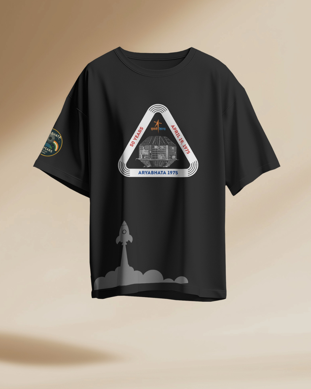 BLACK Oversized ARYABHATA SATELITE T-shirt by ESROVERSE – includes free shipping