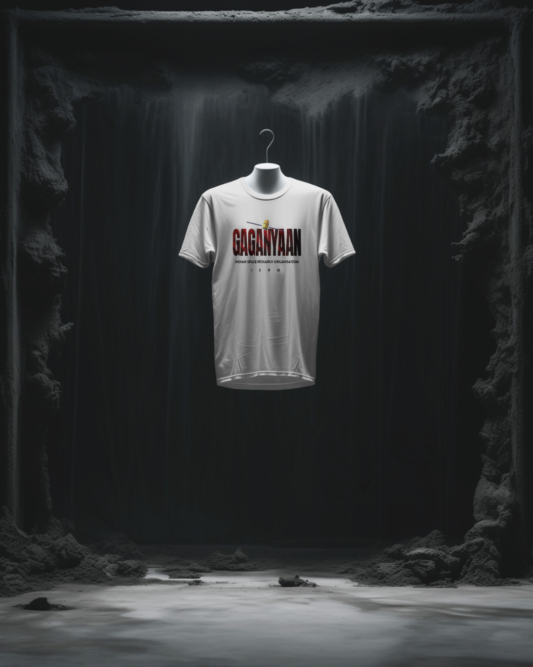 White oversized ISRO GAGANYAN t-shirt by ESROVERSE – includes free shipping