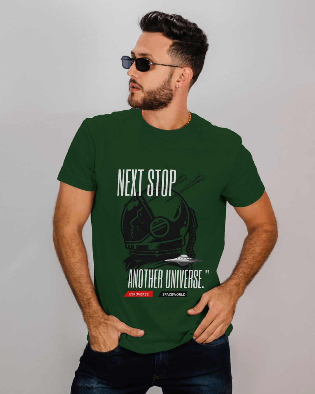 Olive green oversized astronaut t-shirt by ESROVERSE – includes free shipping