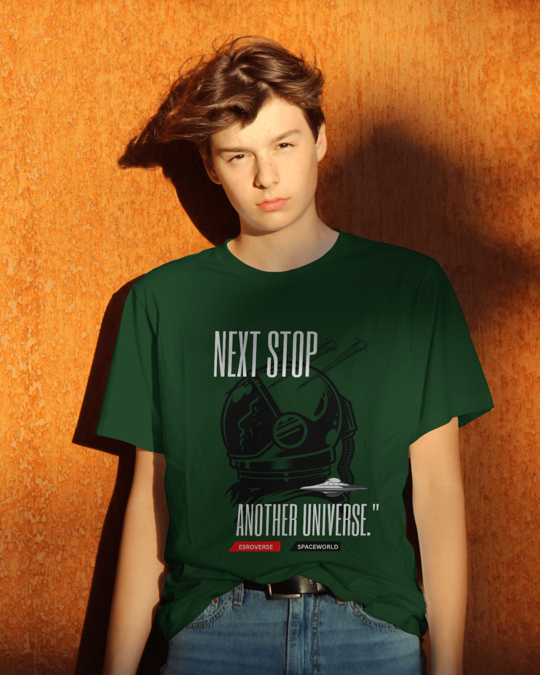 Olive green half sleeves unisex astronaut t-shirt by ESROVERSE – includes free shipping