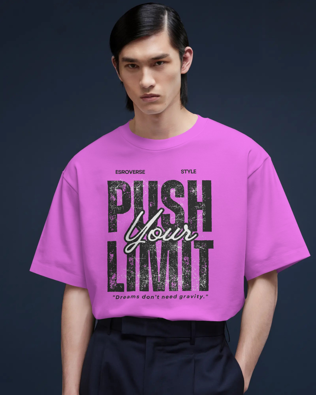 Lavender oversized astronaut Push Your Limit t-shirt by ESROVERSE – includes free shipping