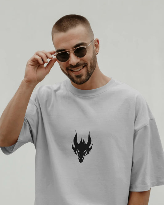 White oversized Casual wear Dragon t-shirt by ESROVERSE – includes free shipping