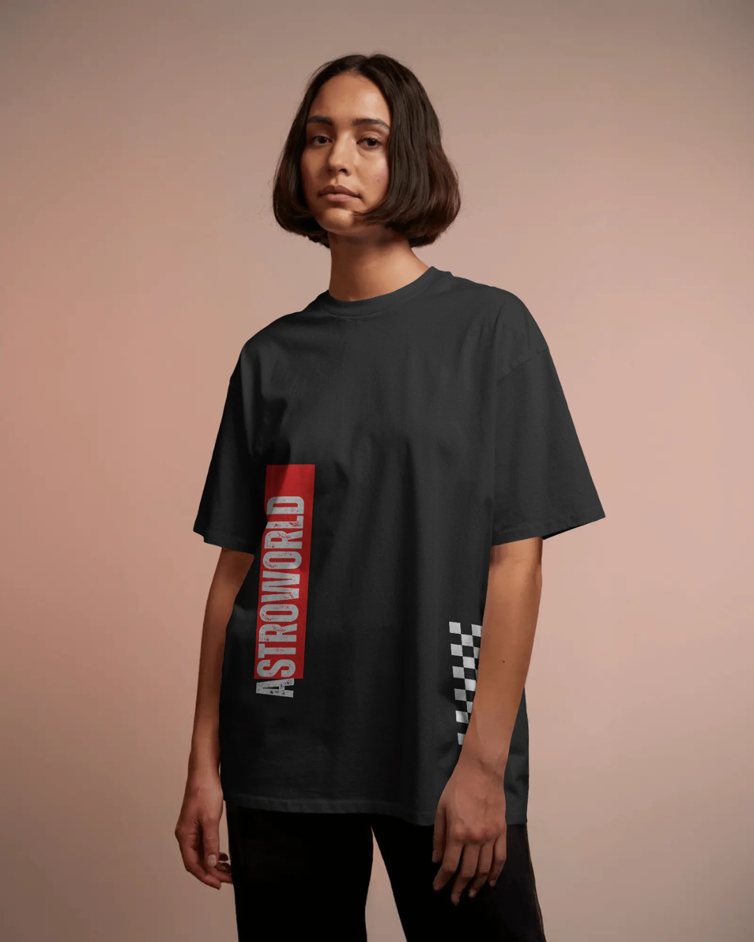 Astrowrold black color oversized t-shirt unisex astronaut t-shirt by ESROVERSE – includes free shipping