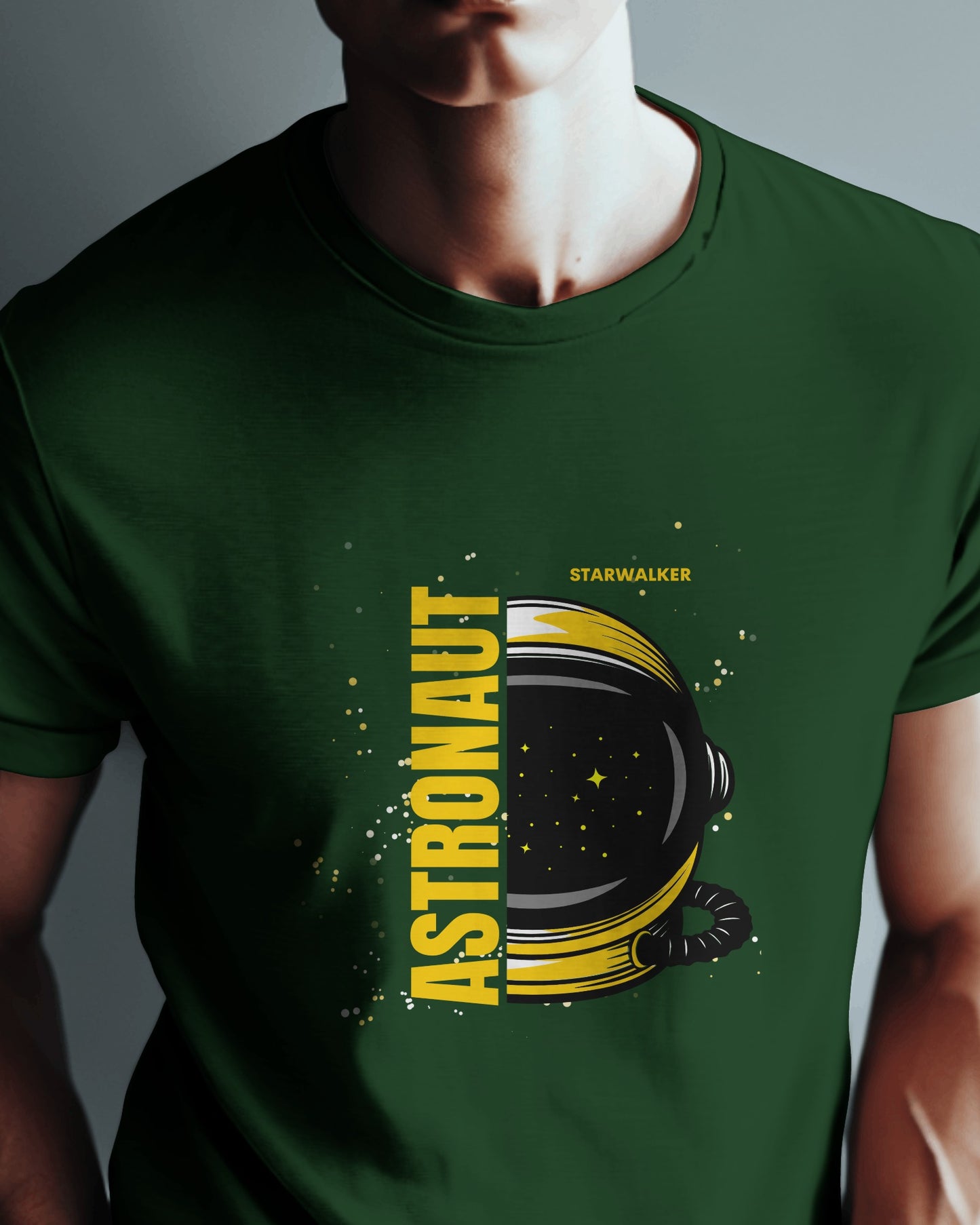 olive green color half sleeves astronaut t-shirt by ESROVERSE – includes free shipping | Space | ISRO | NASA