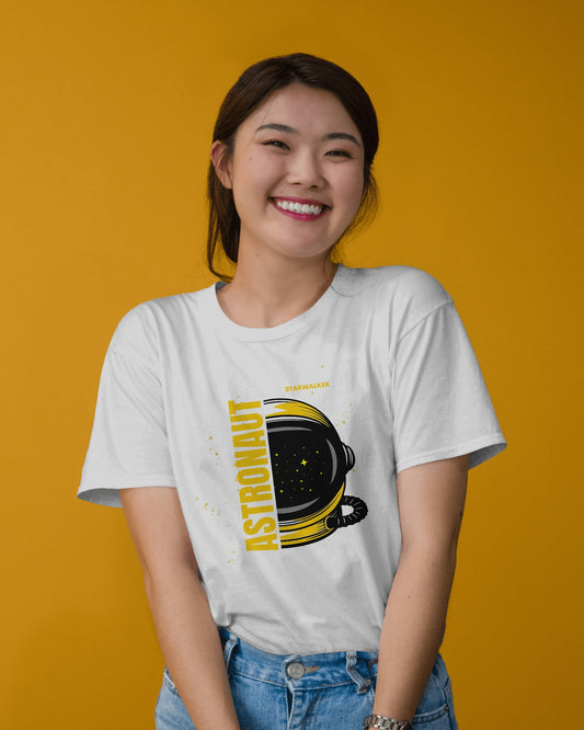 Astronaut white T-shirt Half Sleeves - ESROVERSE, free shipping included Design T-shirt (Unisex) NASA | ISRO | AMAZON | SPACE