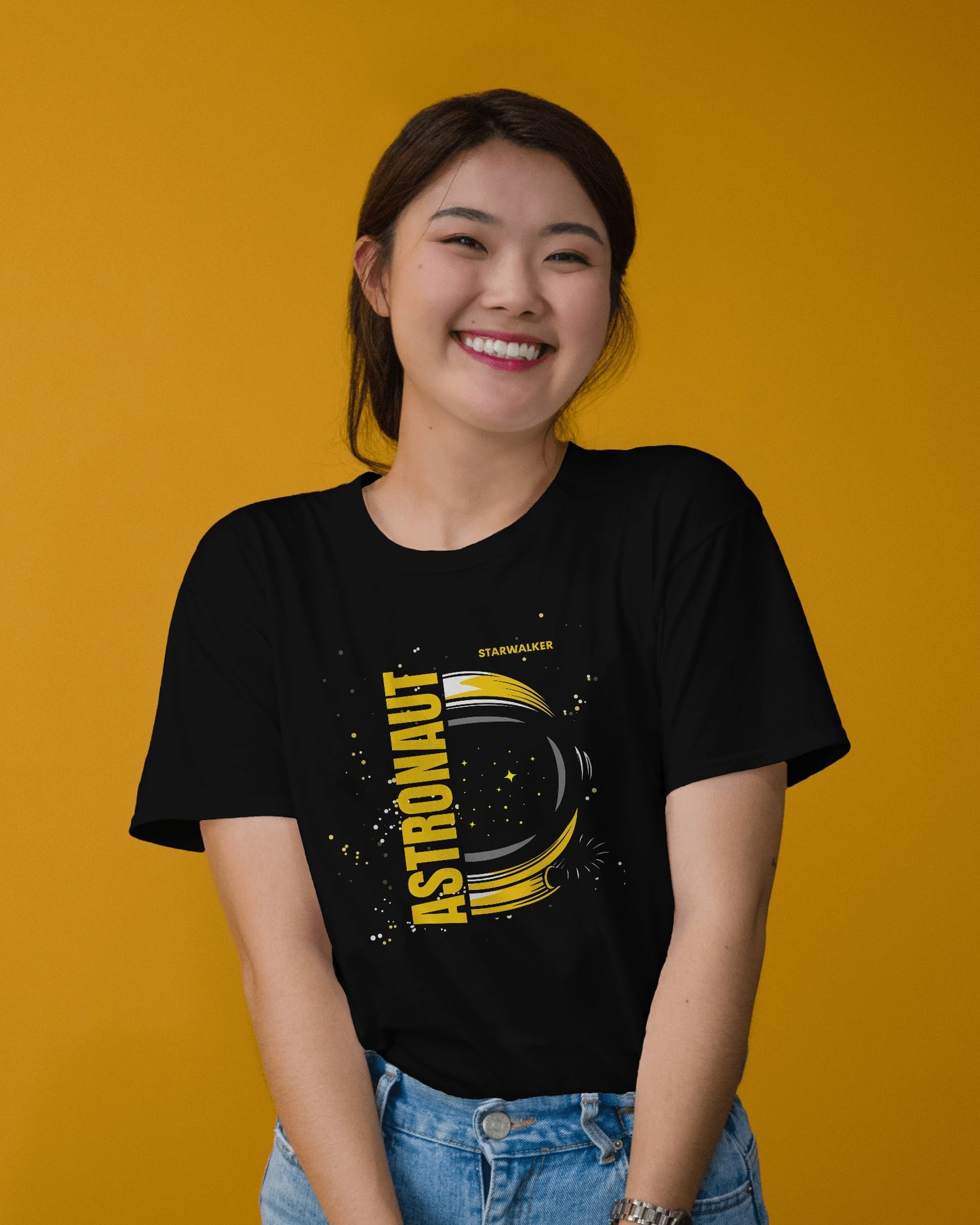 Astronaut black T-shirt Half Sleeves - ESROVERSE, free shipping included Design T-shirt (Unisex) NASA | ISRO | AMAZON | SPACE