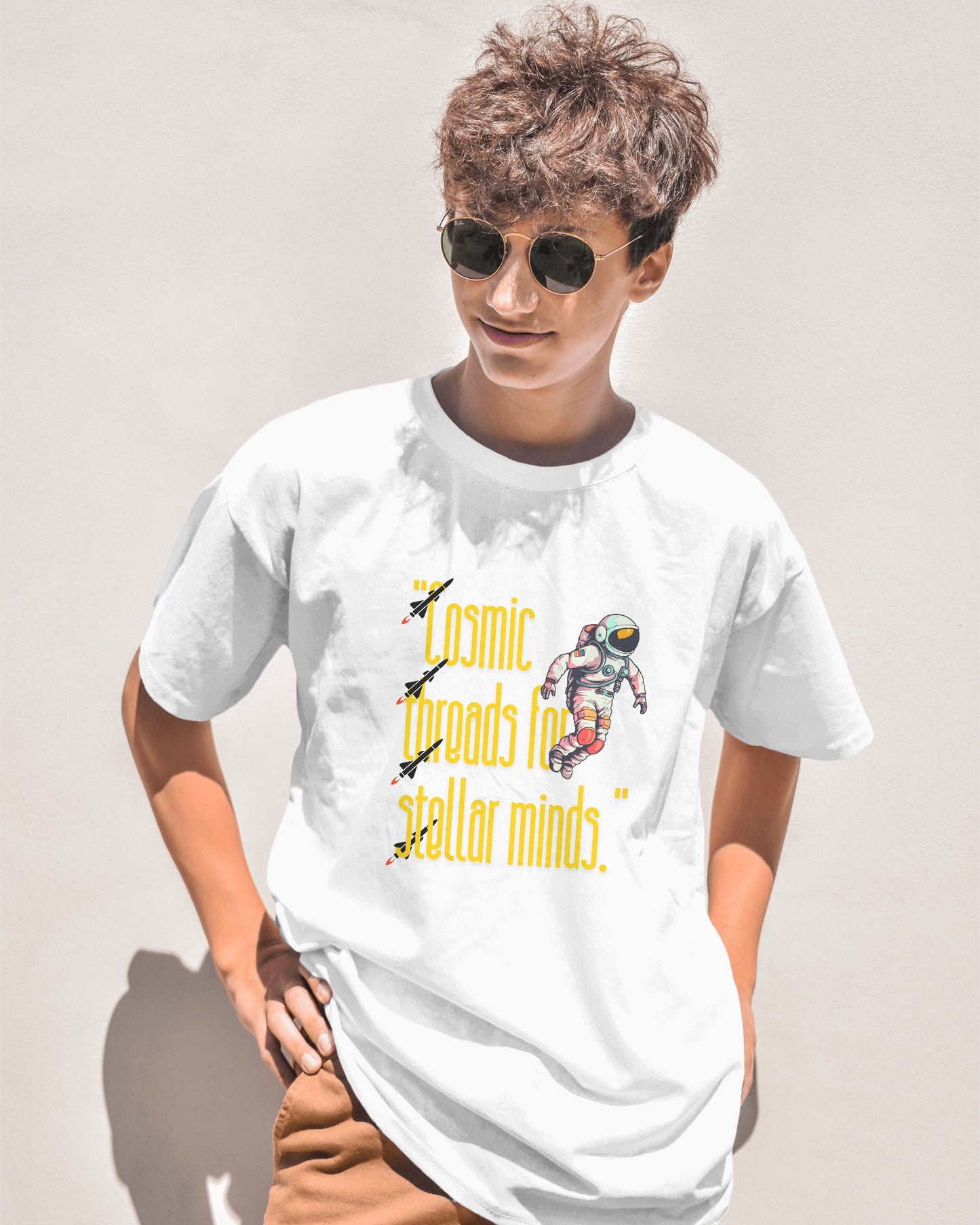 Cosmic white T-shirt Half Sleeves T-shirt - ESROVERSE, free shipping included Design T-shirt (Unisex) NASA | ISRO | AMAZON | SPACE