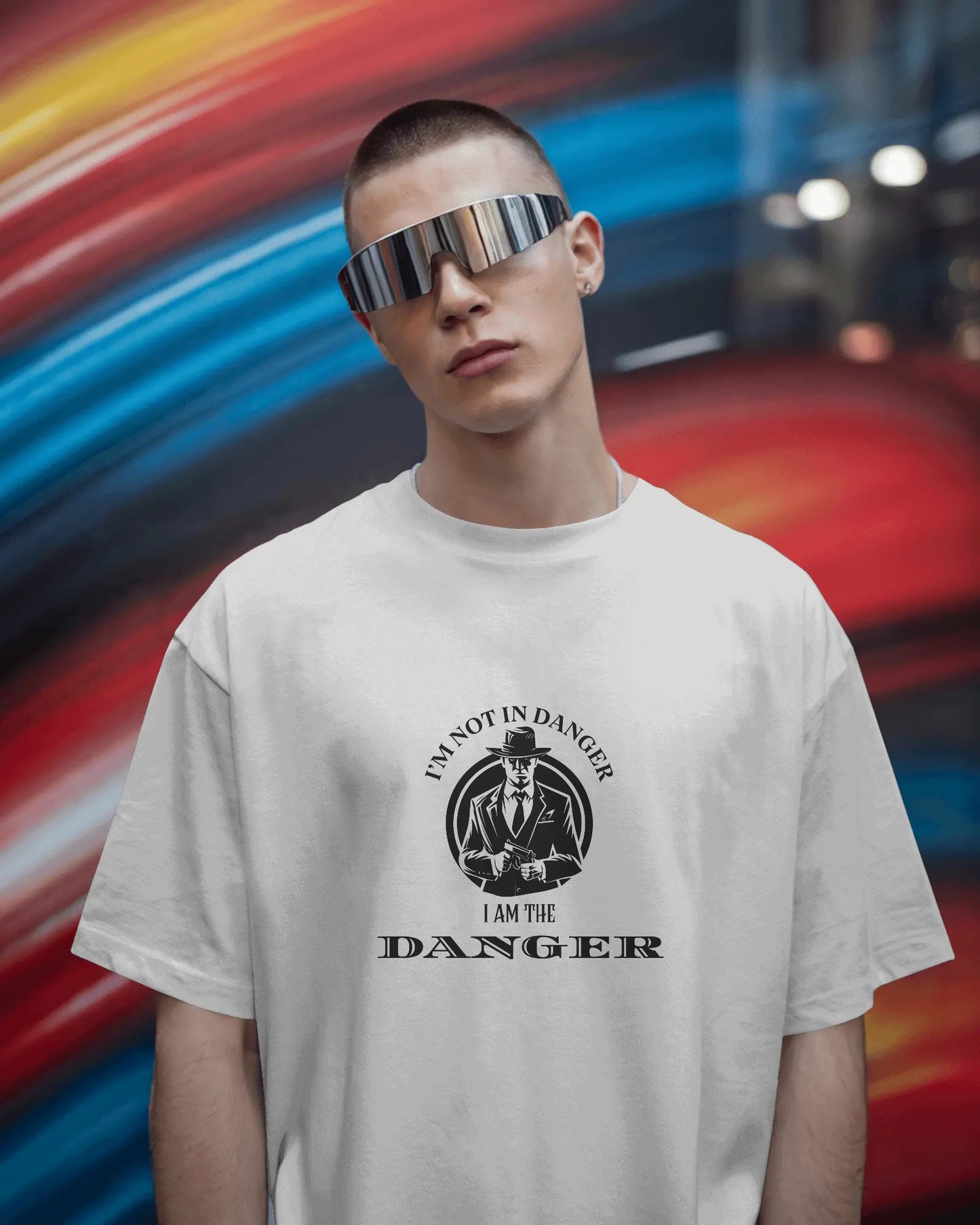 Oversized White color I am the danger T-Shirt (Unisex)
