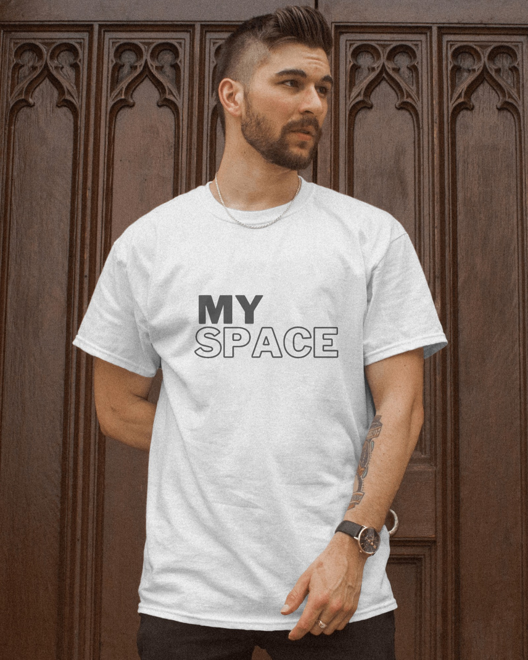 My SPACE white Half sleeves T-shirt - ESROVERSE, free shipping included Design T-shirt (Unisex) NASA | ISRO | AMAZON | SPACE