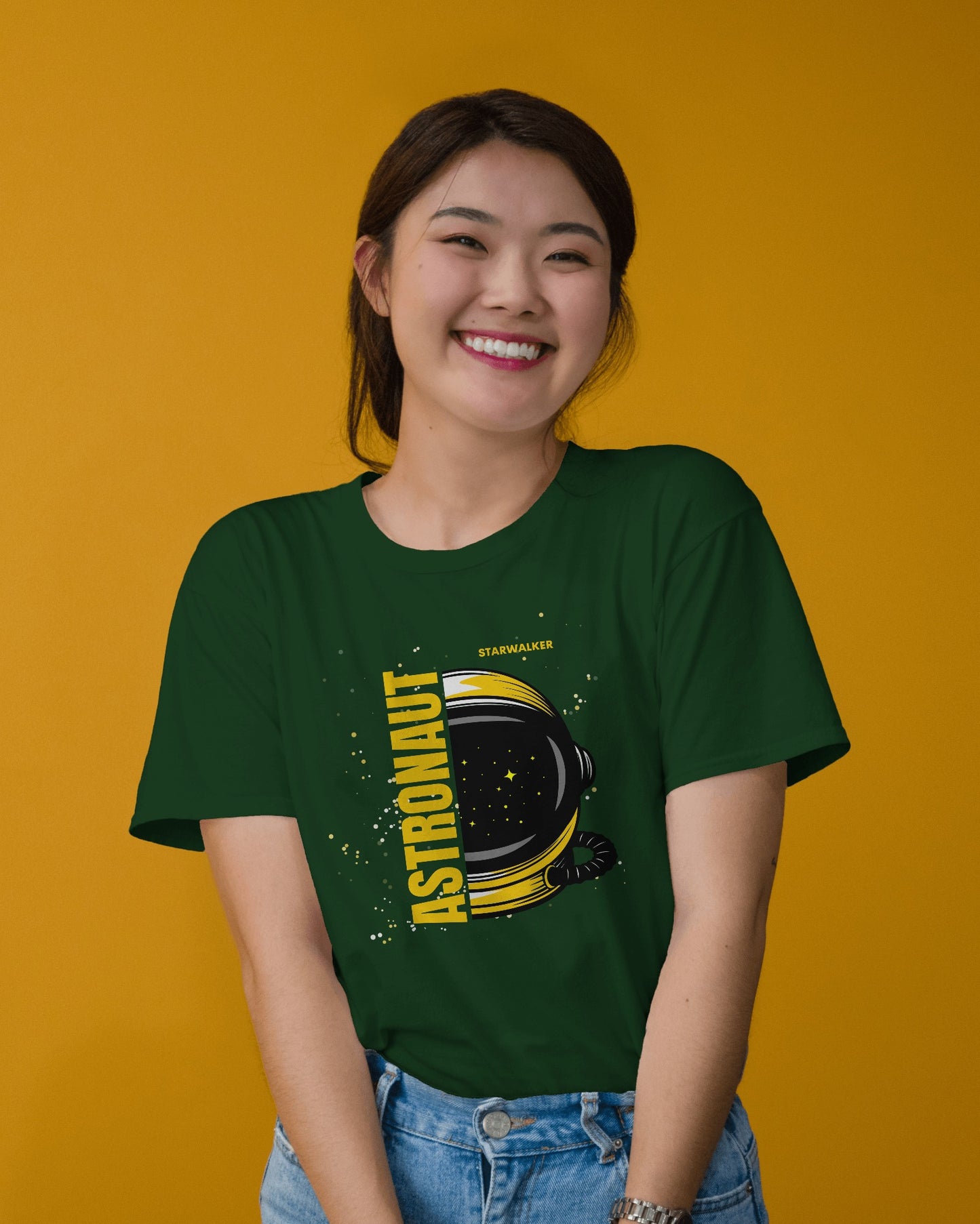 Olive Green color half sleeves astronaut t-shirt by ESROVERSE – includes free shipping | Space | ISRO | NASA