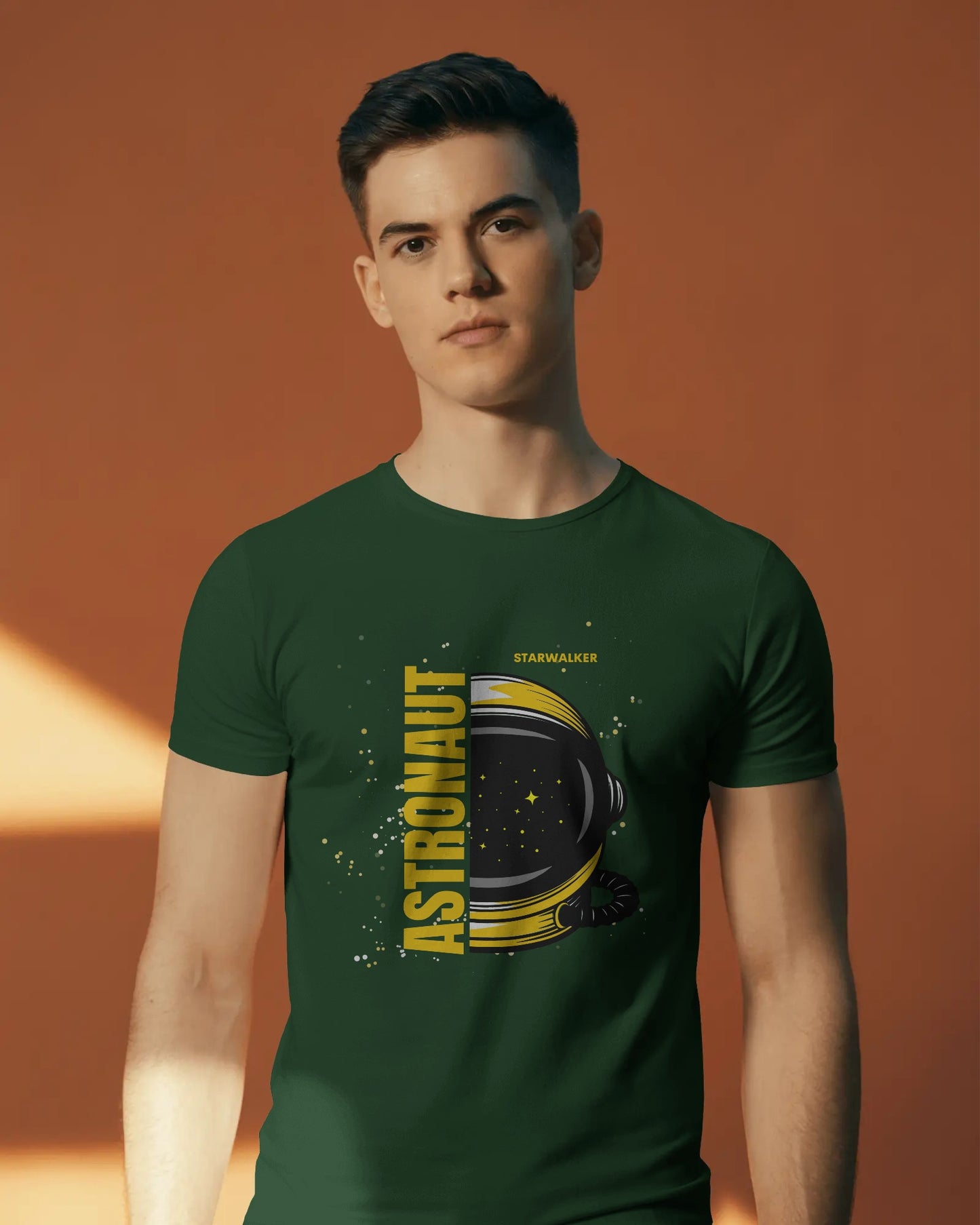olive green color half sleeves astronaut t-shirt by ESROVERSE – includes free shipping | Space | ISRO | NASA