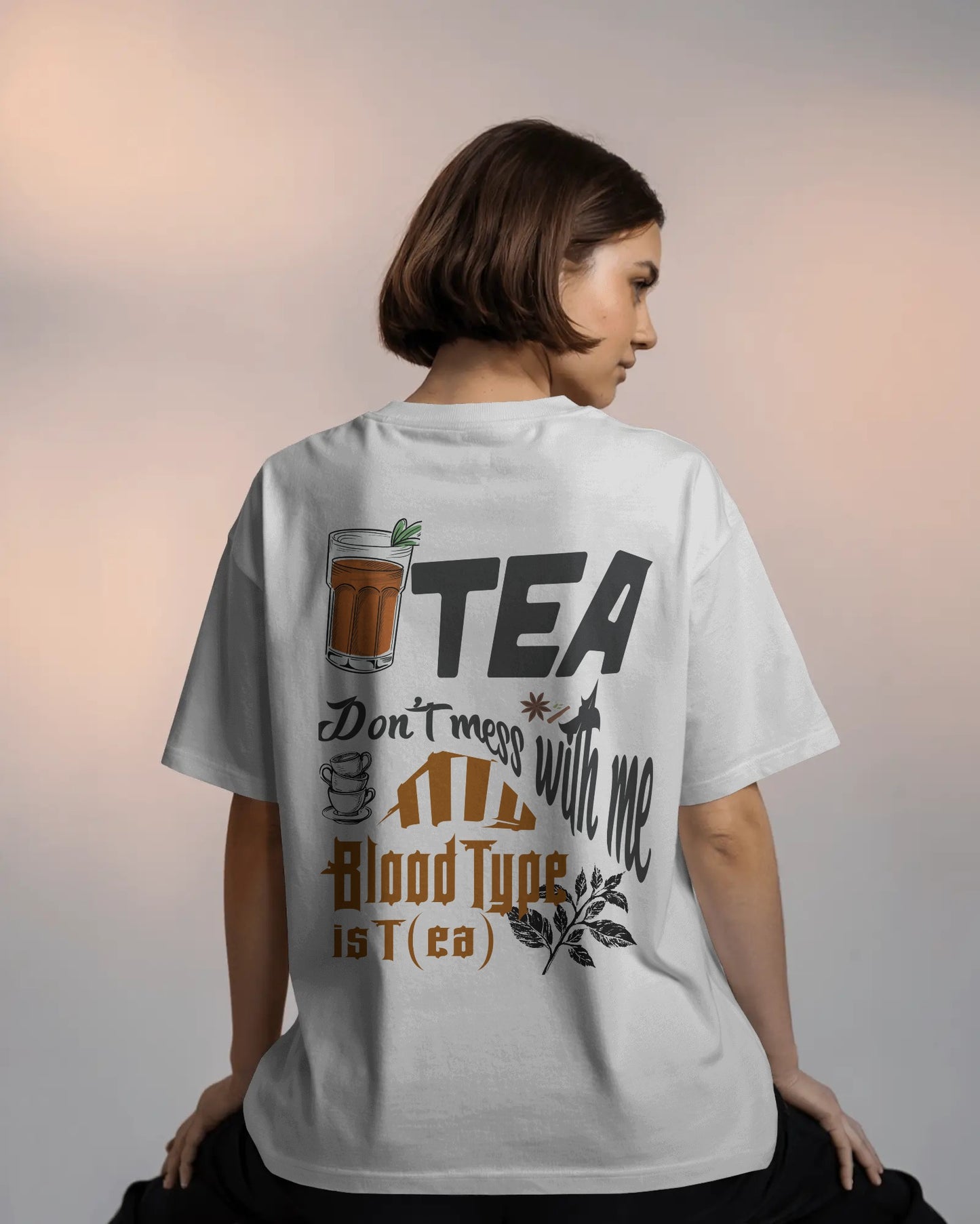 Oversized Tea Lover White Color T-shirt (Unisex)