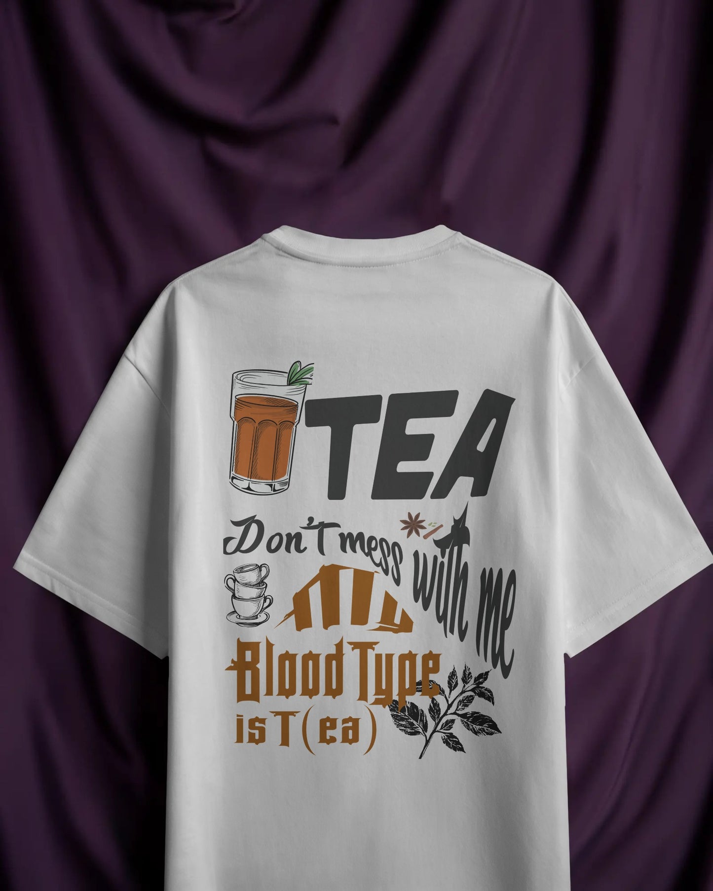 Oversized Tea Lover White Color T-shirt (Unisex)