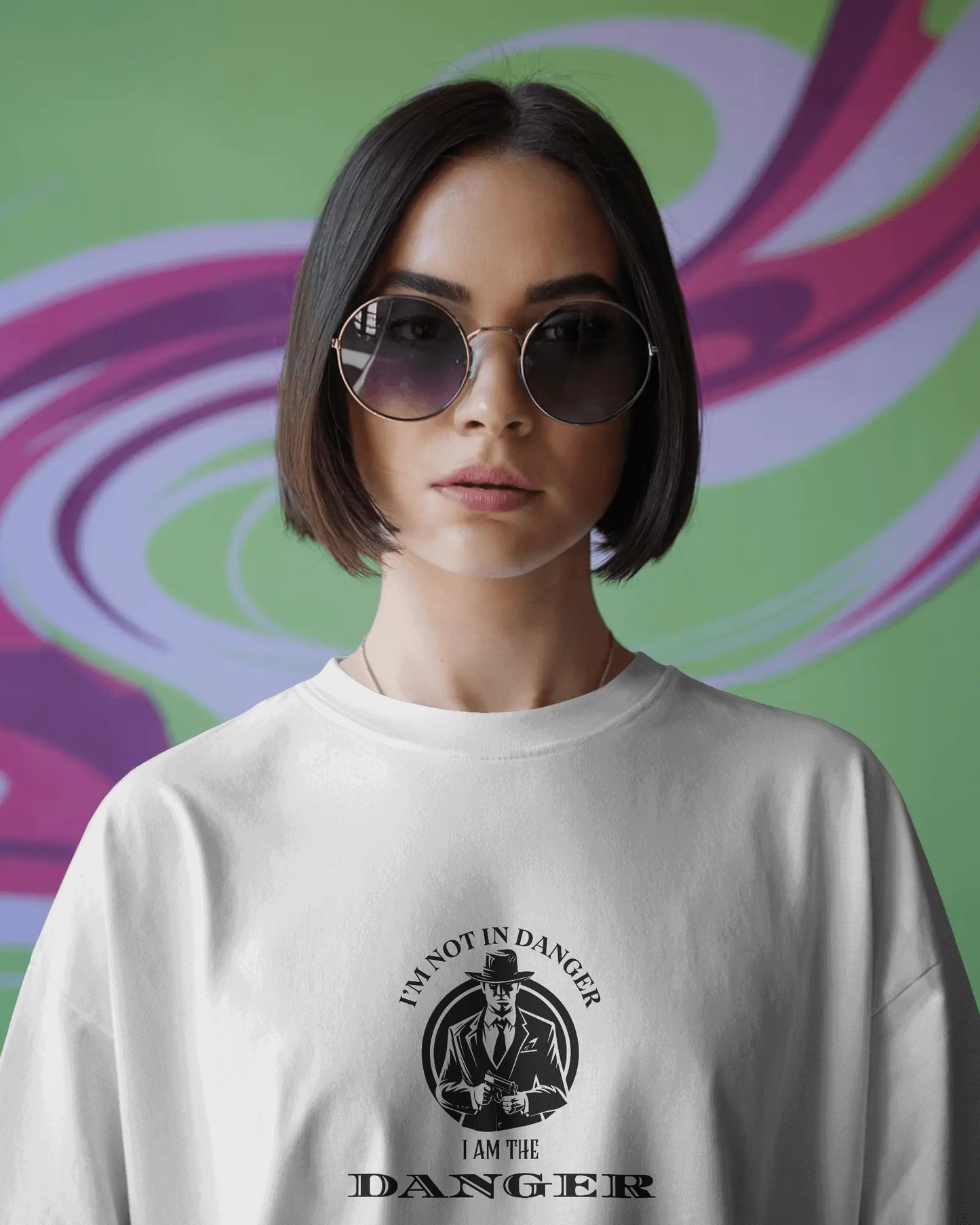 Person wearing a white t-shirt with a graphic design and text, standing against a colorful abstract background.
White oversized t-shirt by ESROVERSE – includes free shipping
100% Cotton – Premium Quality
Free Shipping
Standard Length | Oversized Fit | Round Neck | Half Sleeves