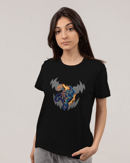 Astronaut Biker black T-Shirt Half Sleeves - ESROVERSE, free shipping included Design T-shirt (Unisex)