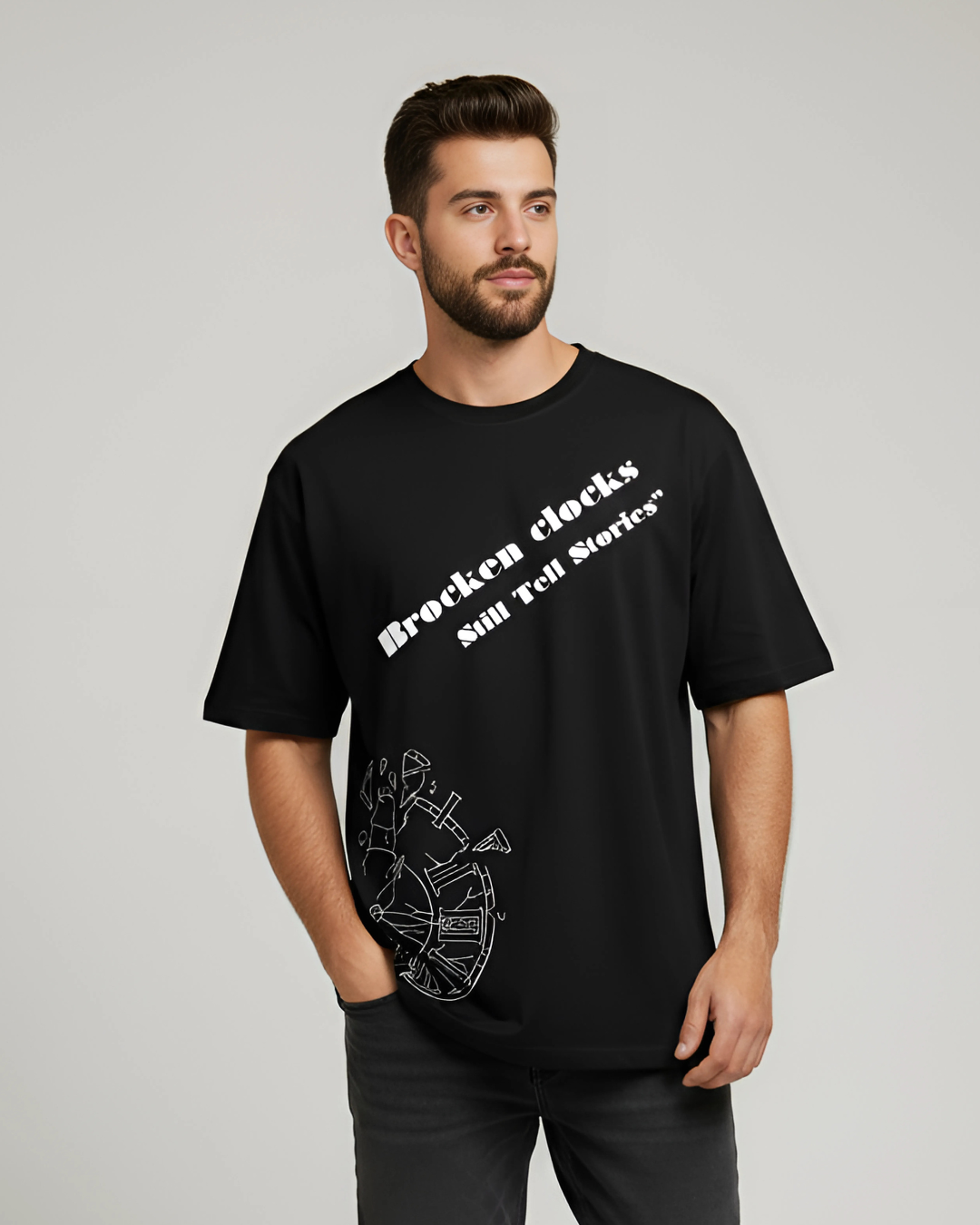 OVERSIZED Brocken clock T-Shirt (Unisex)