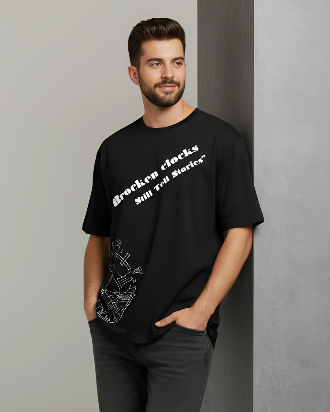 OVERSIZED Brocken clock T-Shirt (Unisex)