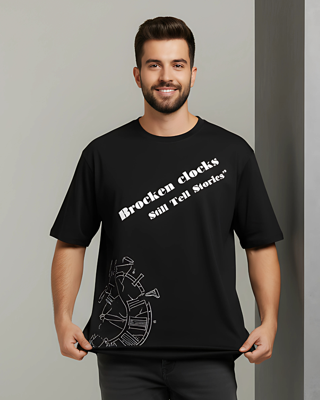 OVERSIZED Brocken clock T-Shirt (Unisex)