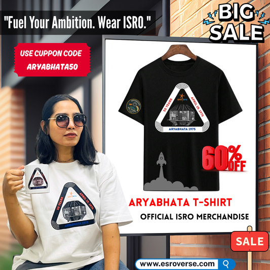 ISRO Aryabhata Oversized T-Shirt (1975 – 2025 / 50 Years of India’s Space Legacy ) USE CUPPON CODE:- ARYABHATA50
