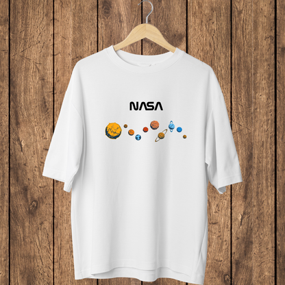 Oversized white cotton t-shirt with NASA graphic – ESROVERSE, free shipping included