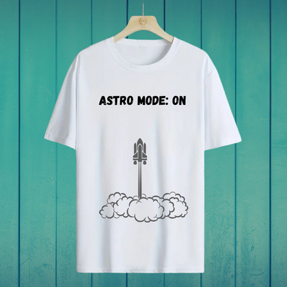 Oversized white cotton t-shirt with astro mode graphic – ESROVERSE, free shipping included
