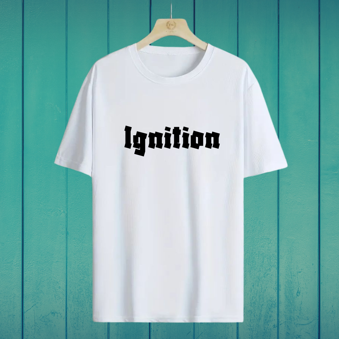Oversized white cotton t-shirt with ignition graphic – ESROVERSE, free shipping included