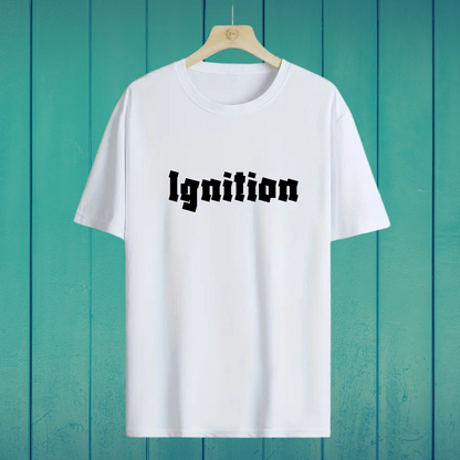Oversized white cotton t-shirt with ignition graphic – ESROVERSE, free shipping included