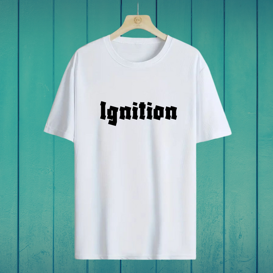 Oversized white cotton t-shirt with ignition graphic – ESROVERSE, free shipping included