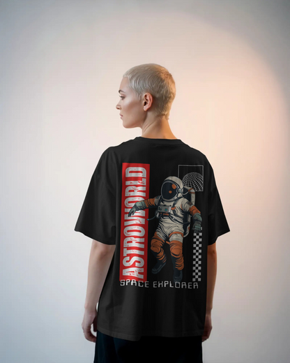 black color oversized t-shirt unisex astronaut t-shirt by ESROVERSE – includes free shipping