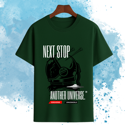Oversized olive green cotton t-shirt with universe graphic – ESROVERSE, free shipping included