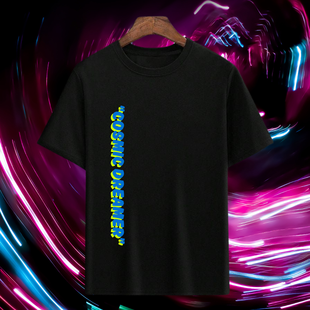 Oversized black cotton t-shirt with galaxy Edition graphic – ESROVERSE, free shipping included
