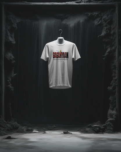 White oversized ISRO GAGANYAN t-shirt by ESROVERSE – includes free shipping