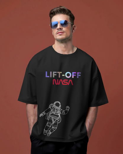 Black color oversized NASA astronaut t-shirt by ESROVERSE – includes free shipping, NASA T-shirt
