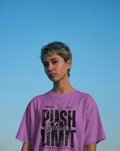 Lavender oversized astronaut Push Your Limit t-shirt by ESROVERSE – includes free shipping