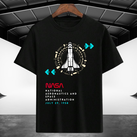 Oversized black cotton t-shirt with NASA graphic – ESROVERSE, free shipping included