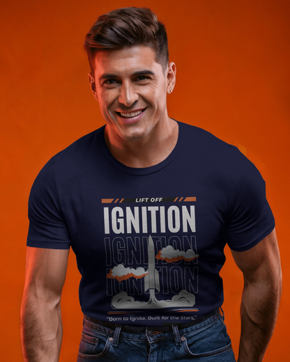 Navy Blue Unisex Half Sleeves Ignition t-shirt by ESROVERSE – includes free shipping - Clothing - Fashion, Rocketry  