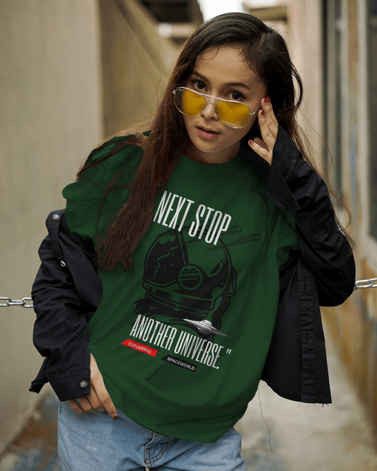 Olive green oversized unisex astronaut t-shirt by ESROVERSE – includes free shipping