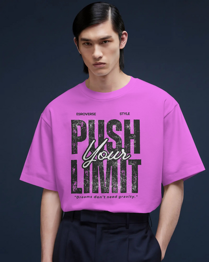 Lavender oversized astronaut Push Your Limit t-shirt by ESROVERSE – includes free shipping