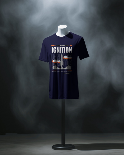 Navy Blue Unisex Half Sleeves Ignition t-shirt by ESROVERSE – includes free shipping - Clothing - Fashion, Rocketry  