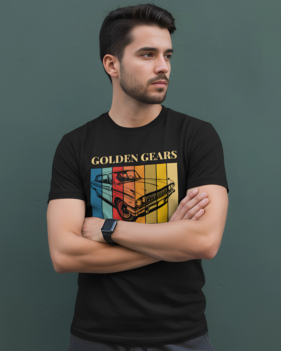 Golden Gears car Half Sleeves Design T-shirt (Unisex)